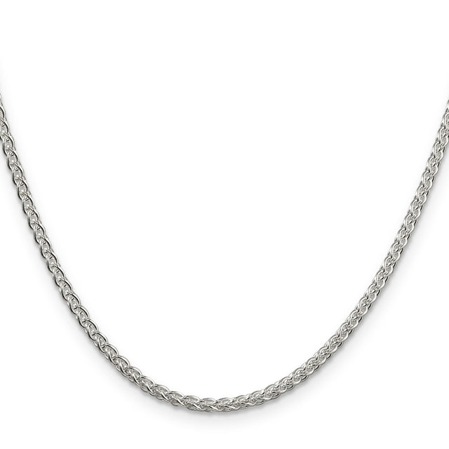 925 White Gold 2.5 mm Polished Chain Necklace, Solid