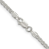 925 White Gold 2.5 mm Polished Chain Necklace, Solid alternate angle