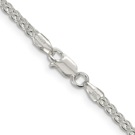 925 White Gold 2.5 mm Polished Chain Necklace, Solid alternate angle