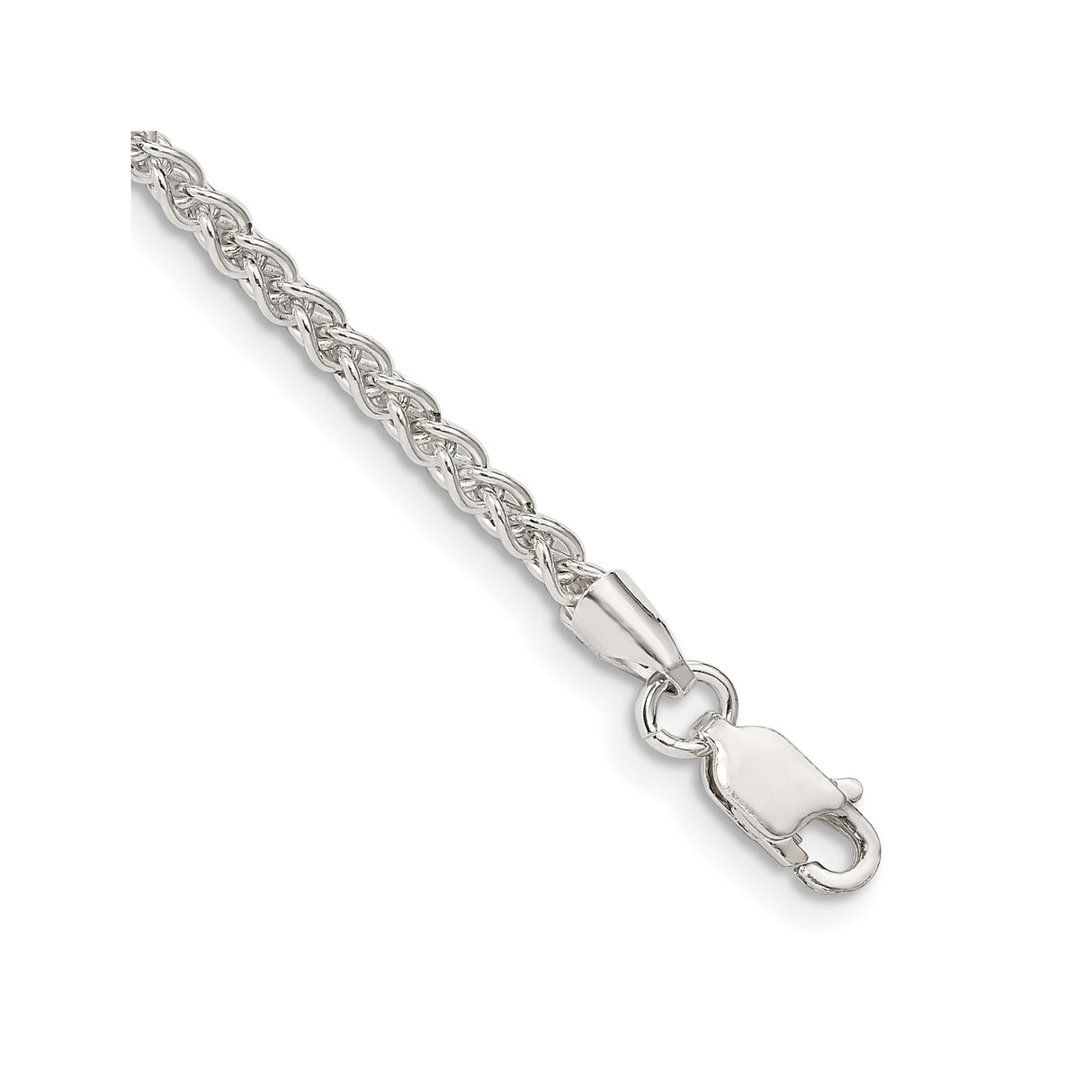 925 White Gold 2.5 mm Polished Chain Bracelet, Solid shown for scale