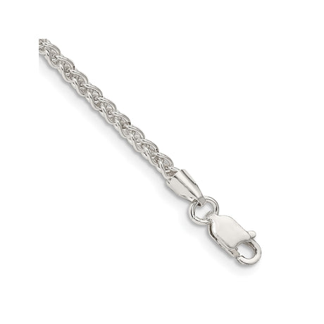 925 White Gold 2.5 mm Polished Chain Bracelet, Solid shown for scale
