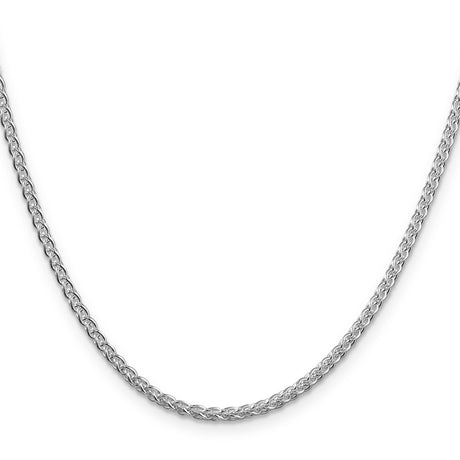 925 White Gold 2.5 mm Polished Chain Necklace, Solid