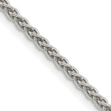 925 White Gold 2.5 mm Polished Chain Necklace, Solid detail view