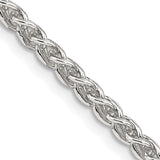 925 White Gold 3 mm Polished Chain Necklace, Solid detail view
