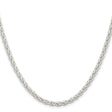 925 White Gold 3.7 mm Polished Chain Necklace, Solid