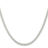 925 White Gold 3.7 mm Polished Chain Necklace, Solid