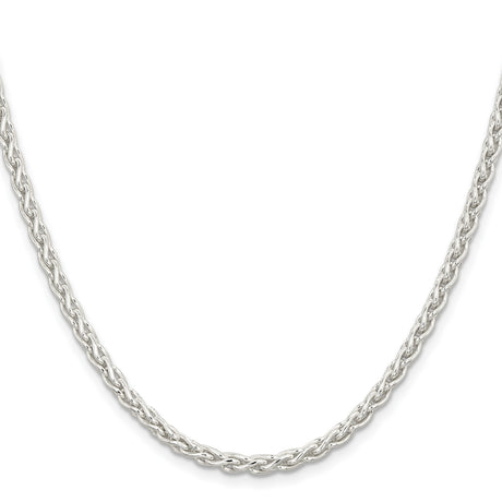925 White Gold 3.7 mm Polished Chain Necklace, Solid