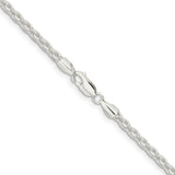 925 White Gold 3.7 mm Polished Chain Necklace, Solid alternate angle
