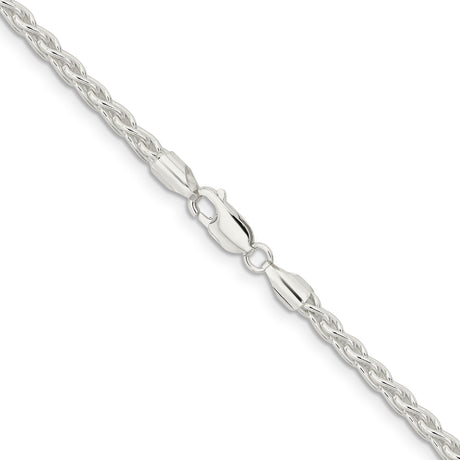 925 White Gold 3.7 mm Polished Chain Necklace, Solid alternate angle