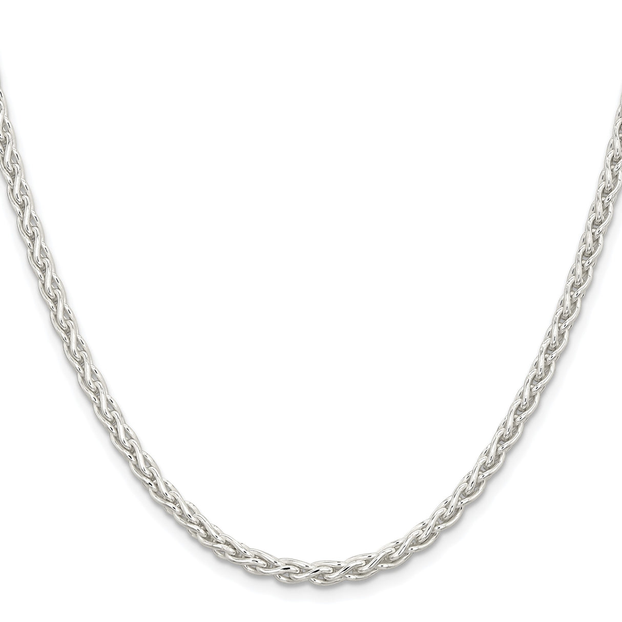 925 White Gold 3.7 mm Polished Chain Necklace