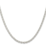925 White Gold 3.7 mm Polished Chain Necklace