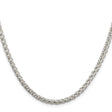 925 White Gold 4 mm Polished Chain Necklace, Solid