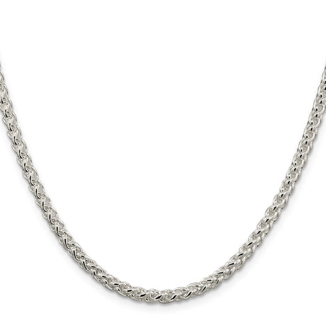 925 White Gold 4 mm Polished Chain Necklace, Solid