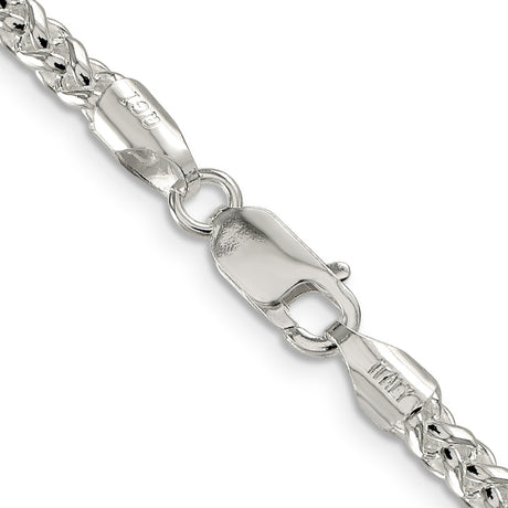 925 White Gold 4 mm Polished Chain Necklace, Solid alternate angle