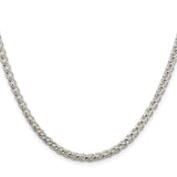 925 White Gold 4 mm Polished Chain Necklace