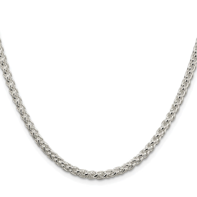 925 White Gold 4 mm Polished Chain Necklace