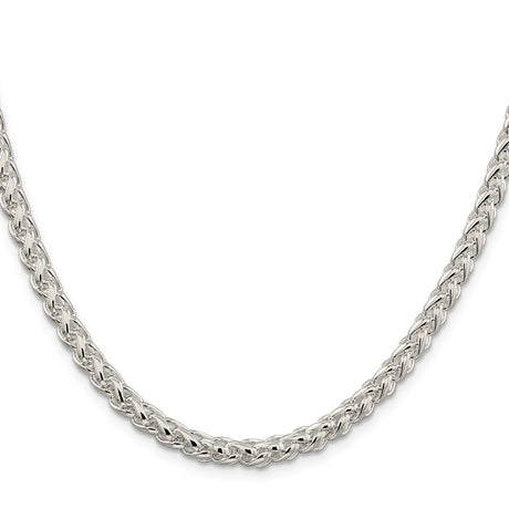 925 White Gold 5 mm Polished Chain Necklace, Solid