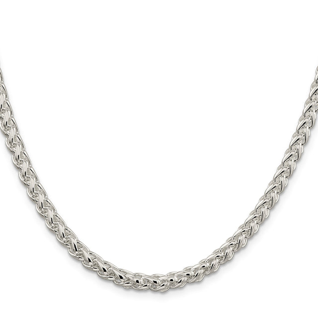 925 White Gold 5 mm Polished Chain Necklace, Solid
