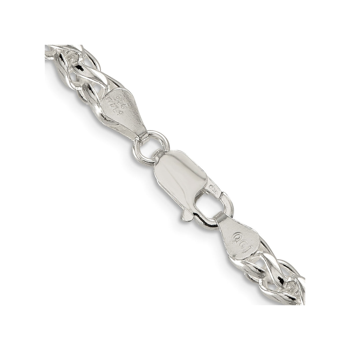 925 White Gold 5 mm Polished Chain Necklace, Solid alternate angle