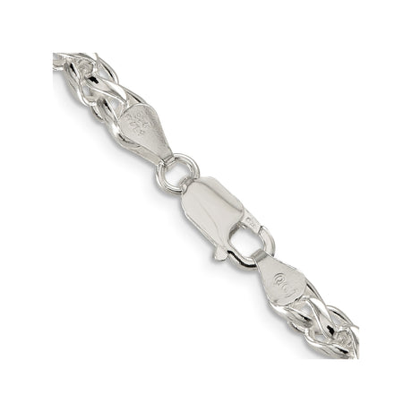 925 White Gold 5 mm Polished Chain Necklace, Solid alternate angle