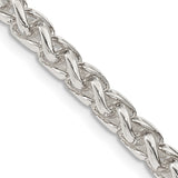 925 White Gold 5 mm Polished Chain Necklace, Solid detail view