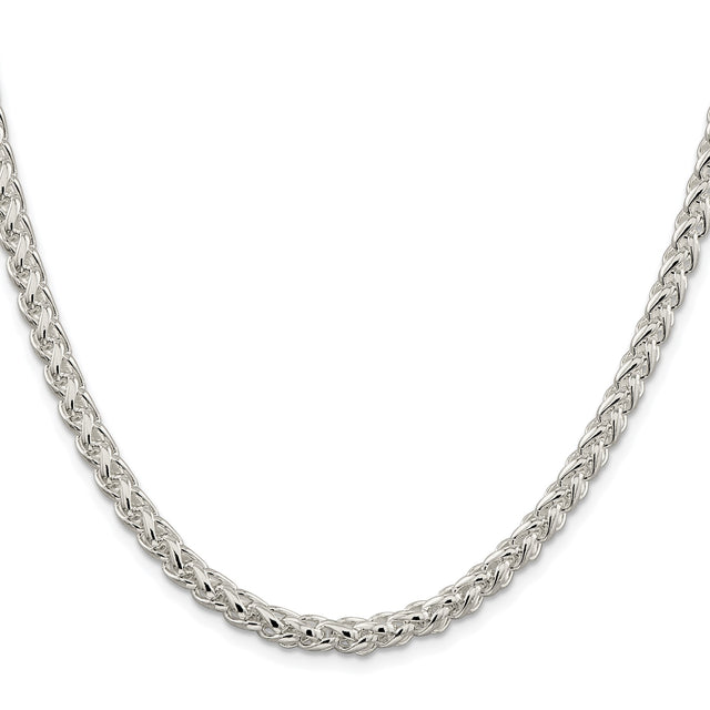 925 White Gold 5 mm Polished Chain Necklace