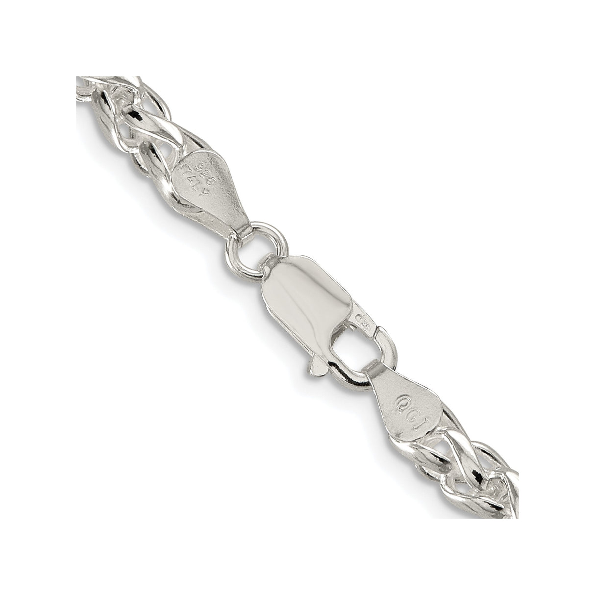 925 White Gold 5 mm Polished Chain Necklace alternate angle