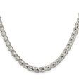 925 White Gold 6 mm Polished Chain Necklace, Solid