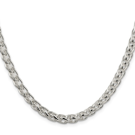 925 White Gold 6 mm Polished Chain Necklace, Solid