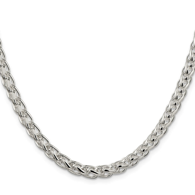 925 White Gold 6 mm Polished Chain Necklace, Solid