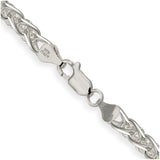 925 White Gold 6 mm Polished Chain Necklace, Solid alternate angle