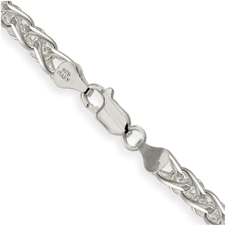 925 White Gold 6 mm Polished Chain Necklace, Solid alternate angle