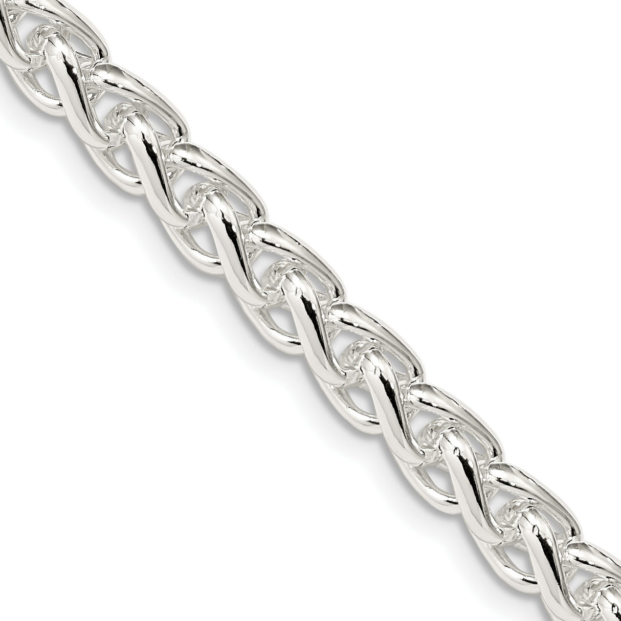 925 White Gold 6 mm Polished Chain Necklace, Solid detail view