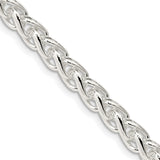 925 White Gold 6 mm Polished Chain Necklace, Solid detail view