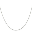 925 White Gold 0.7 mm Polished Chain Necklace, Solid