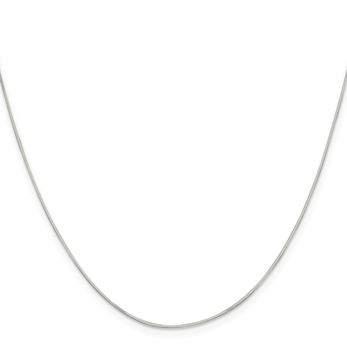 925 White Gold 0.7 mm Polished Chain Necklace, Solid