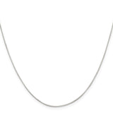 925 White Gold 0.7 mm Polished Chain Necklace, Solid