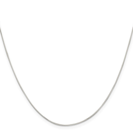 925 White Gold 0.7 mm Polished Chain Necklace, Solid
