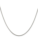 925 White Gold 0.8 mm Polished Chain Necklace, Solid