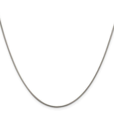 925 White Gold 0.8 mm Polished Chain Necklace, Solid