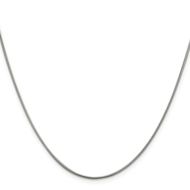 925 White Gold 0.8 mm Polished Chain Necklace, Solid
