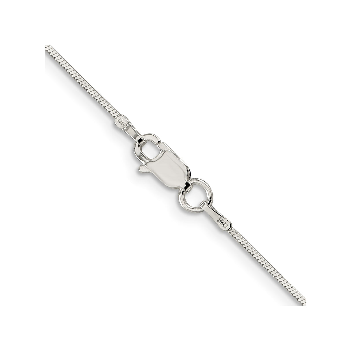925 White Gold 0.8 mm Polished Chain Necklace, Solid alternate angle