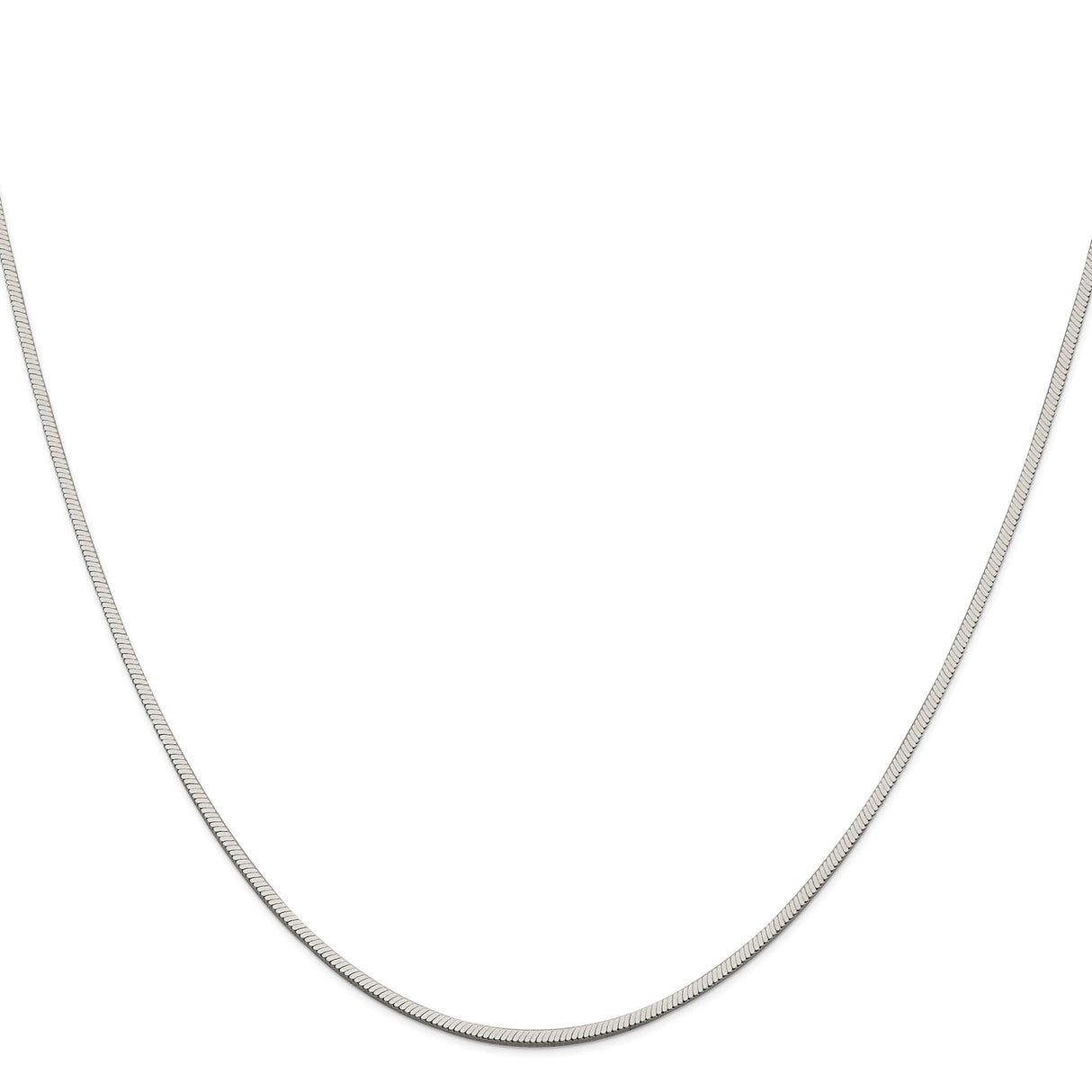 925 White Gold 1.25 mm Polished Chain Necklace, Solid