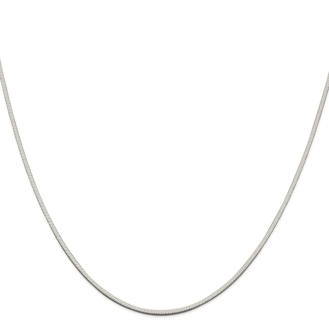 925 White Gold 1.25 mm Polished Chain Necklace, Solid