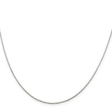 925 White Gold 0.85 mm Polished Chain Necklace, Solid