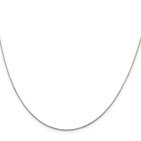 925 White Gold 0.85 mm Polished Chain Necklace, Solid