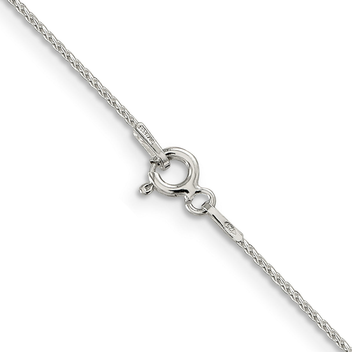 925 White Gold 0.85 mm Polished Chain Necklace, Solid alternate angle