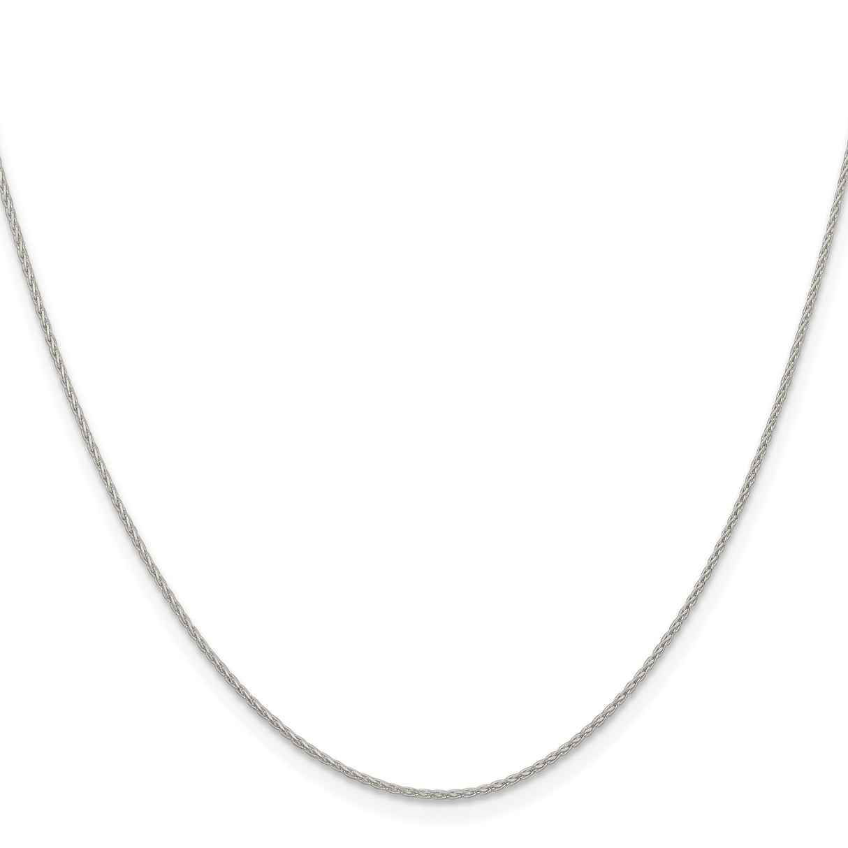 925 White Gold 0.95 mm Polished Chain Necklace, Solid