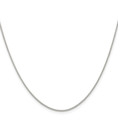 925 White Gold 0.95 mm Polished Chain Necklace, Solid