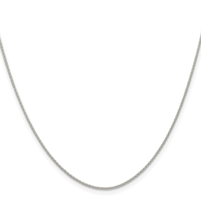 925 White Gold 0.95 mm Polished Chain Necklace, Solid